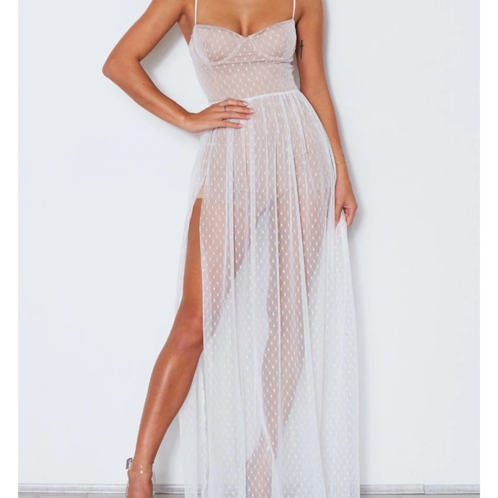 Sheer dress with nude underlay from White Fox